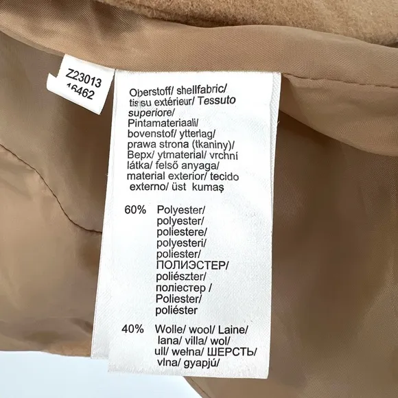VENUS Camel Tan Blazer Pea Coat Wool Fall Jacket