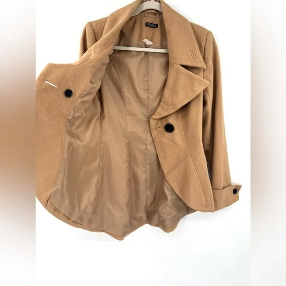 VENUS Camel Tan Blazer Pea Coat Wool Fall Jacket