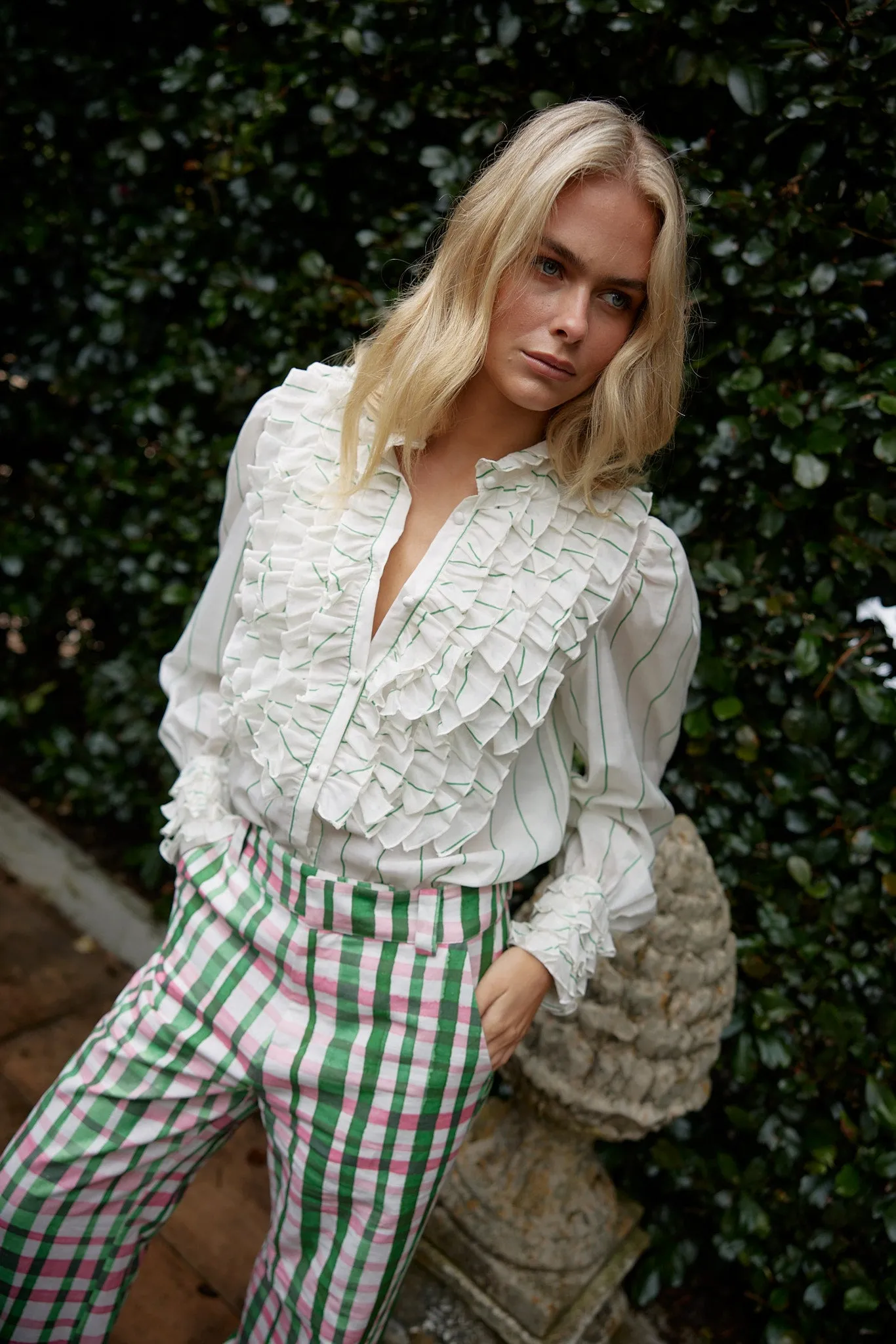 VERA BLOUSE IN WHISPER/FOREST