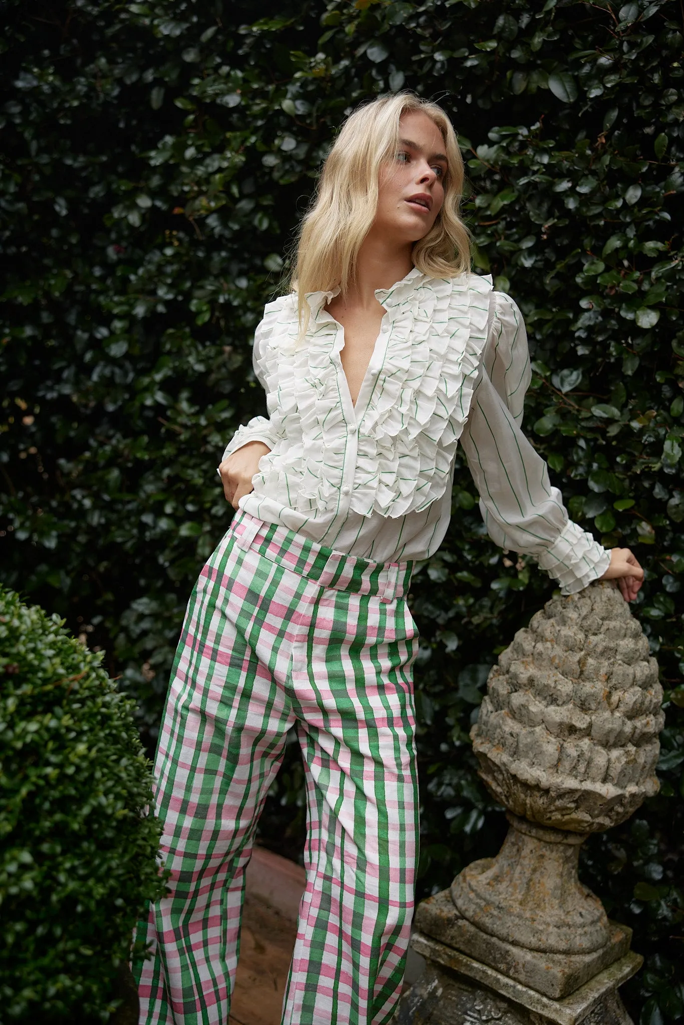 VERA BLOUSE IN WHISPER/FOREST