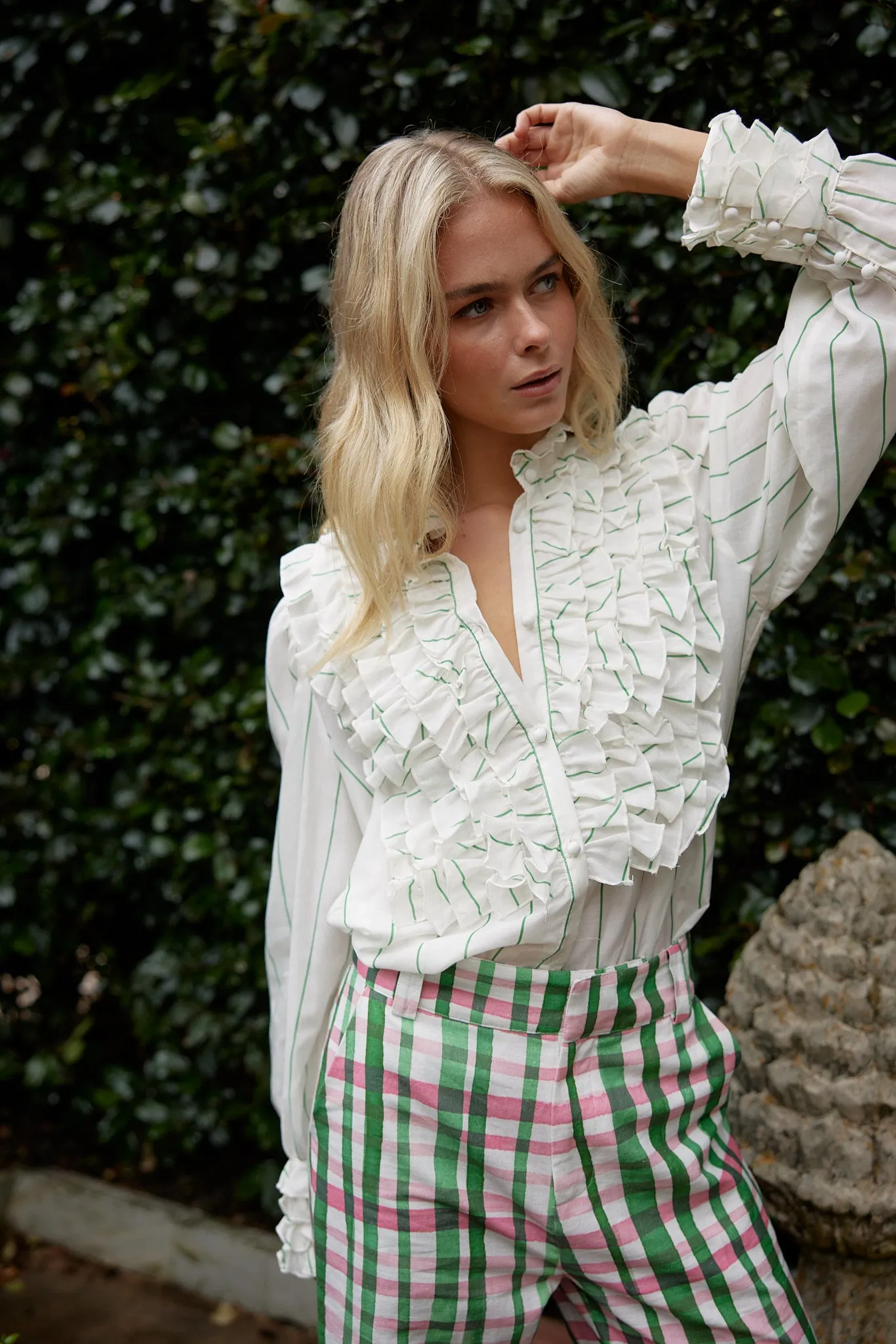 VERA BLOUSE IN WHISPER/FOREST