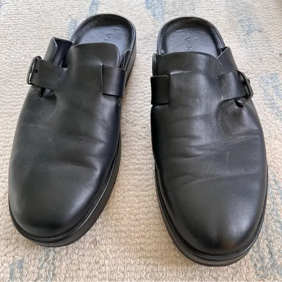 Vince Men's Essex Slip On Leather Mule Clogs SIZE 8 Black EUC