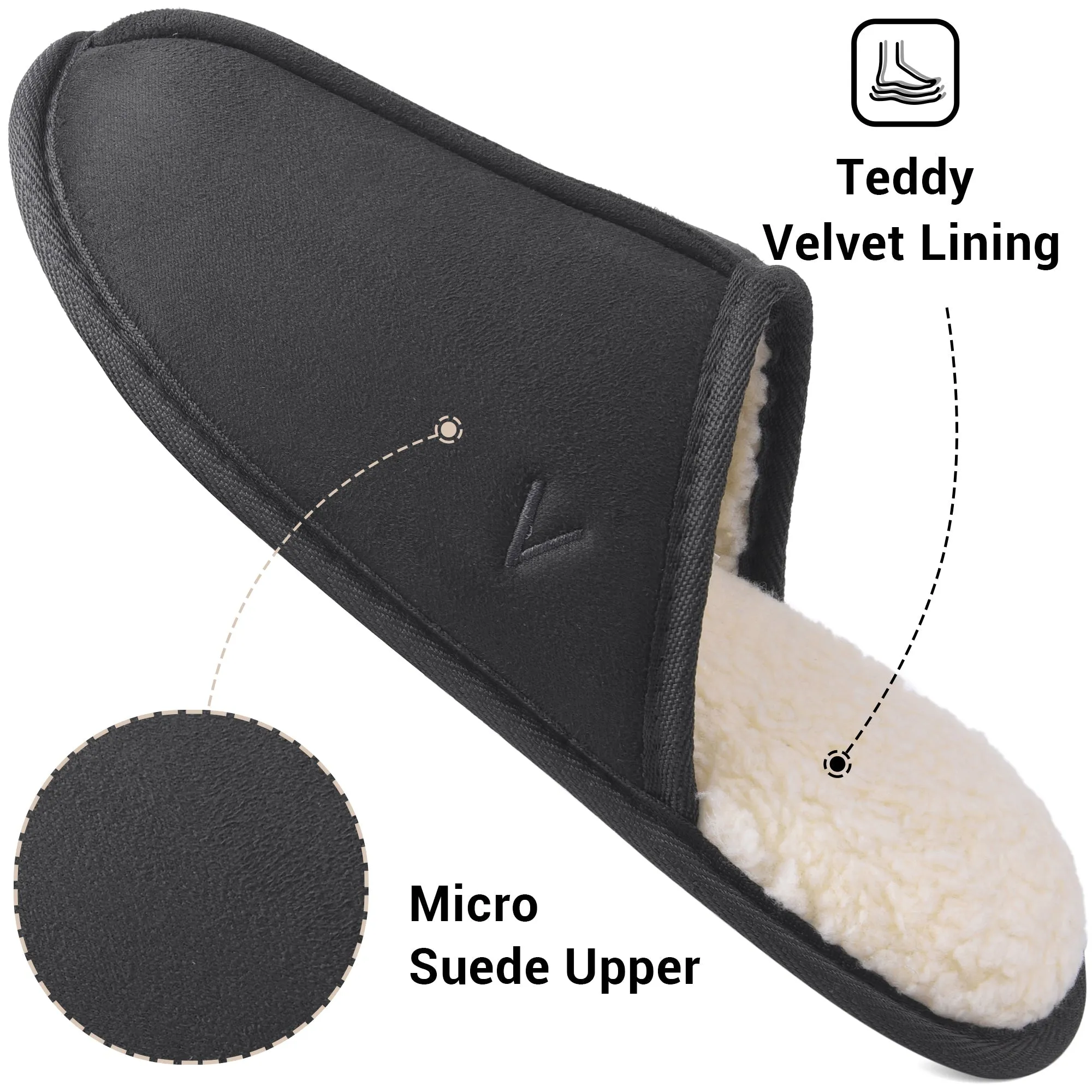 VONMAY Men's Suede Closed Toe Scuff Slipper Comfy Memory Foam Clog