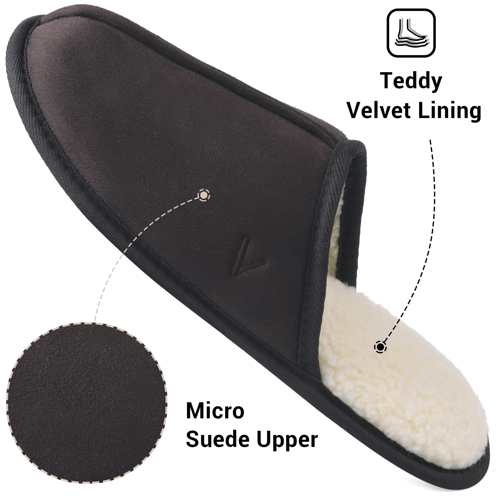 VONMAY Men's Suede Closed Toe Scuff Slipper Comfy Memory Foam Clog