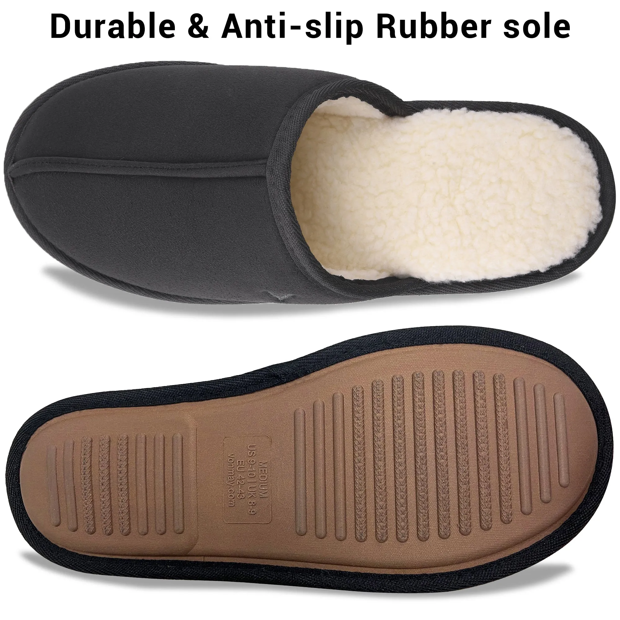 VONMAY Men's Suede Closed Toe Scuff Slipper Comfy Memory Foam Clog