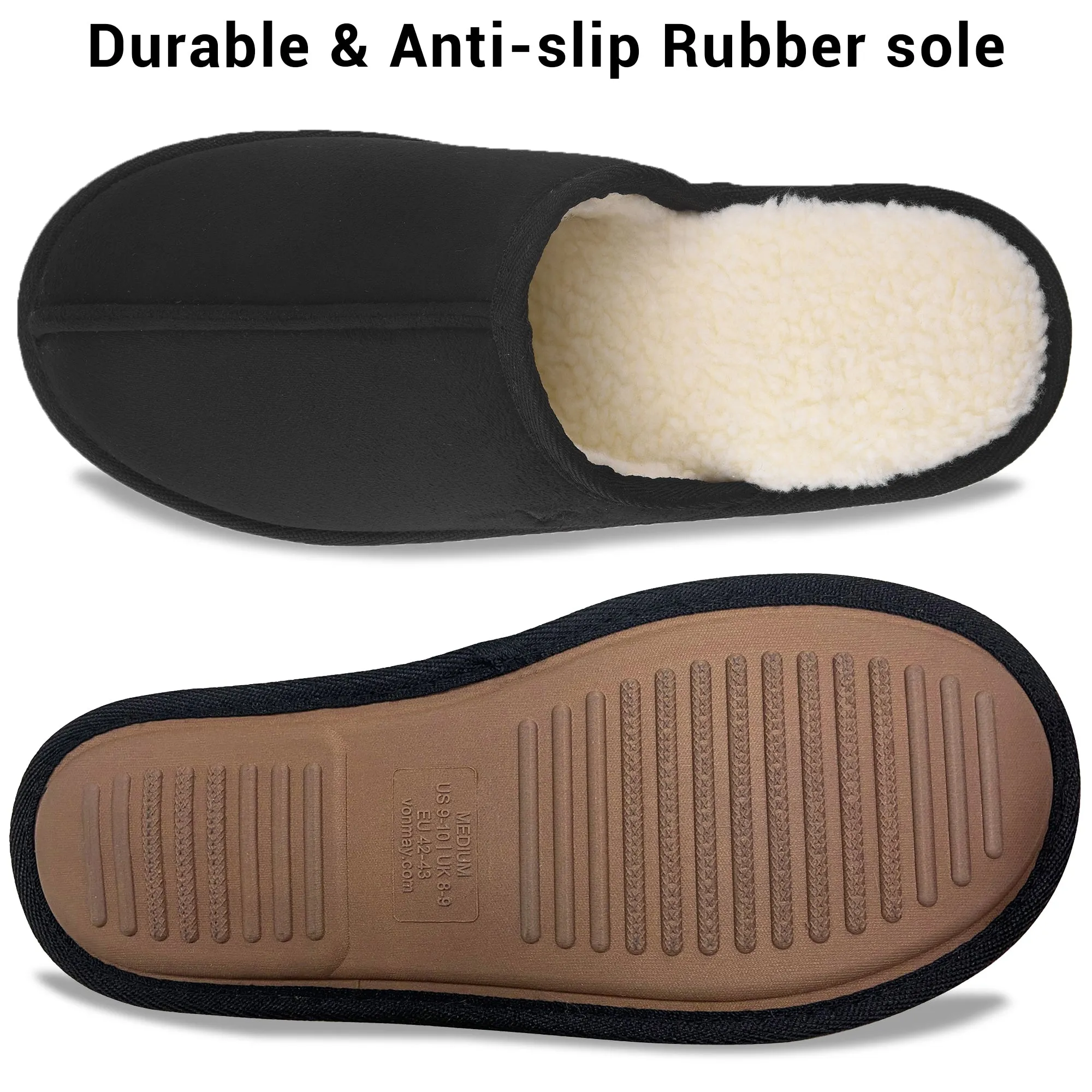 VONMAY Men's Suede Closed Toe Scuff Slipper Comfy Memory Foam Clog