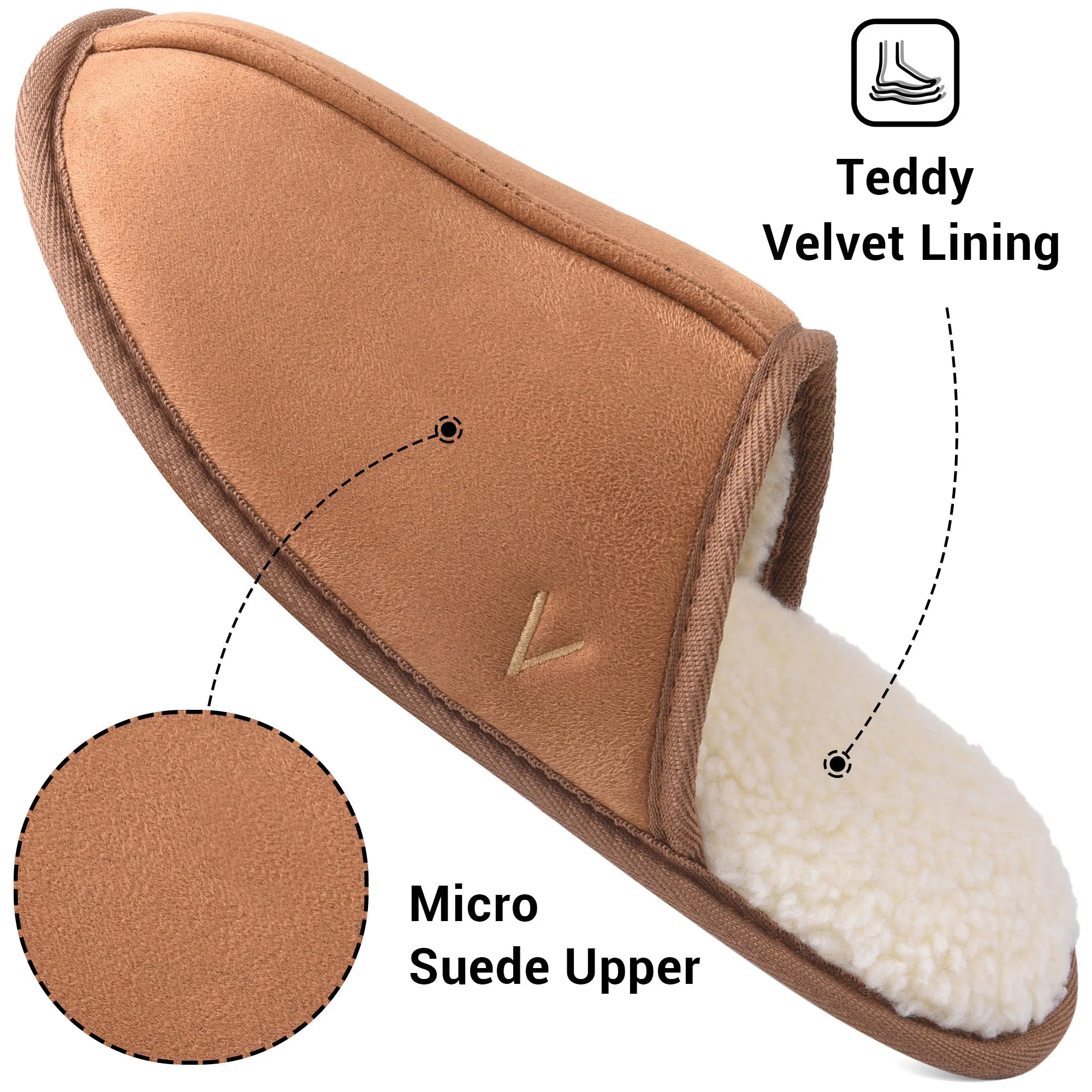 VONMAY Men's Suede Closed Toe Scuff Slipper Comfy Memory Foam Clog