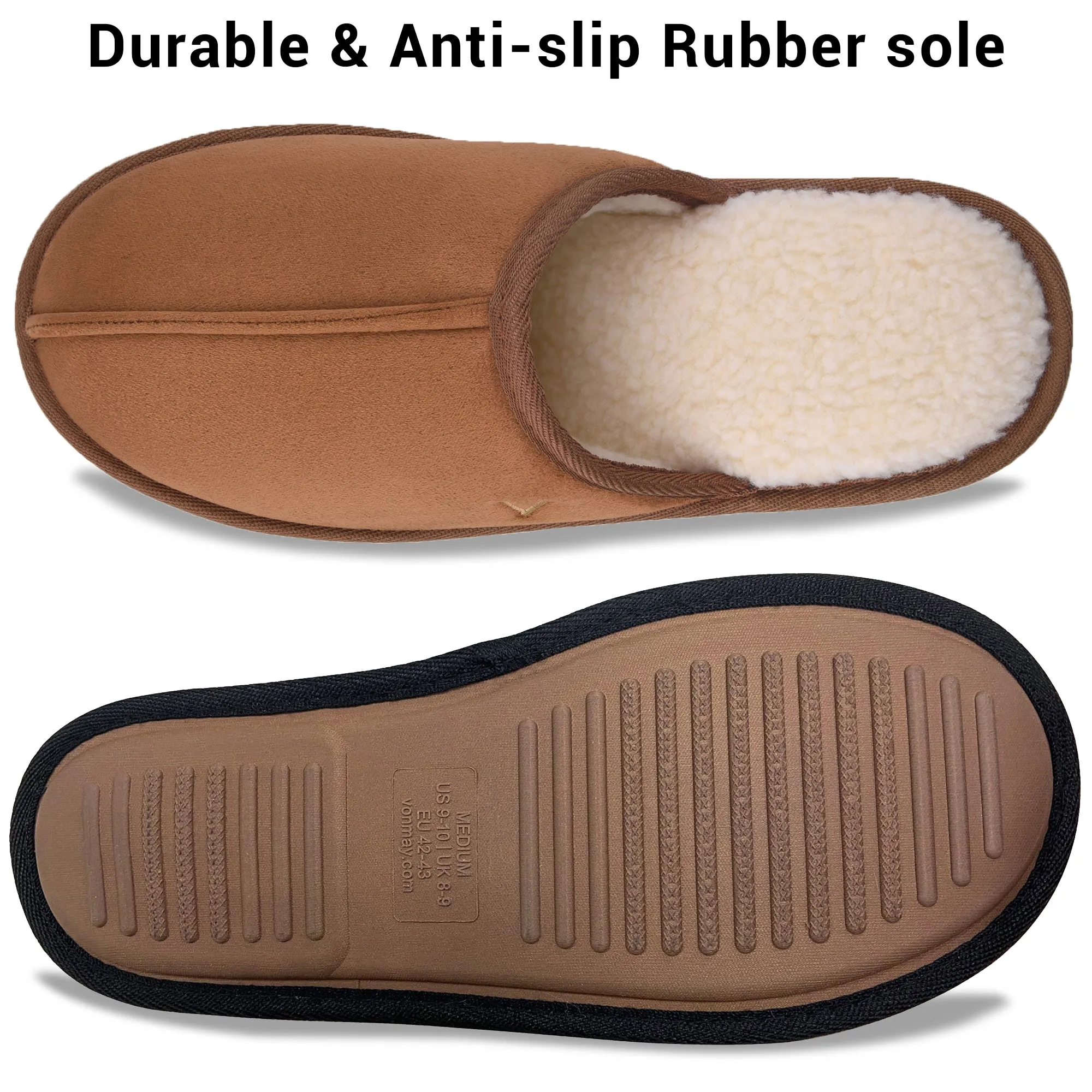 VONMAY Men's Suede Closed Toe Scuff Slipper Comfy Memory Foam Clog