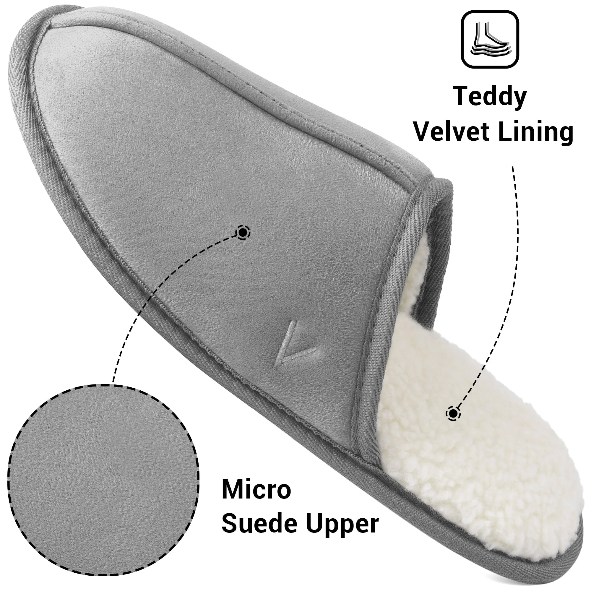 VONMAY Men's Suede Closed Toe Scuff Slipper Comfy Memory Foam Clog