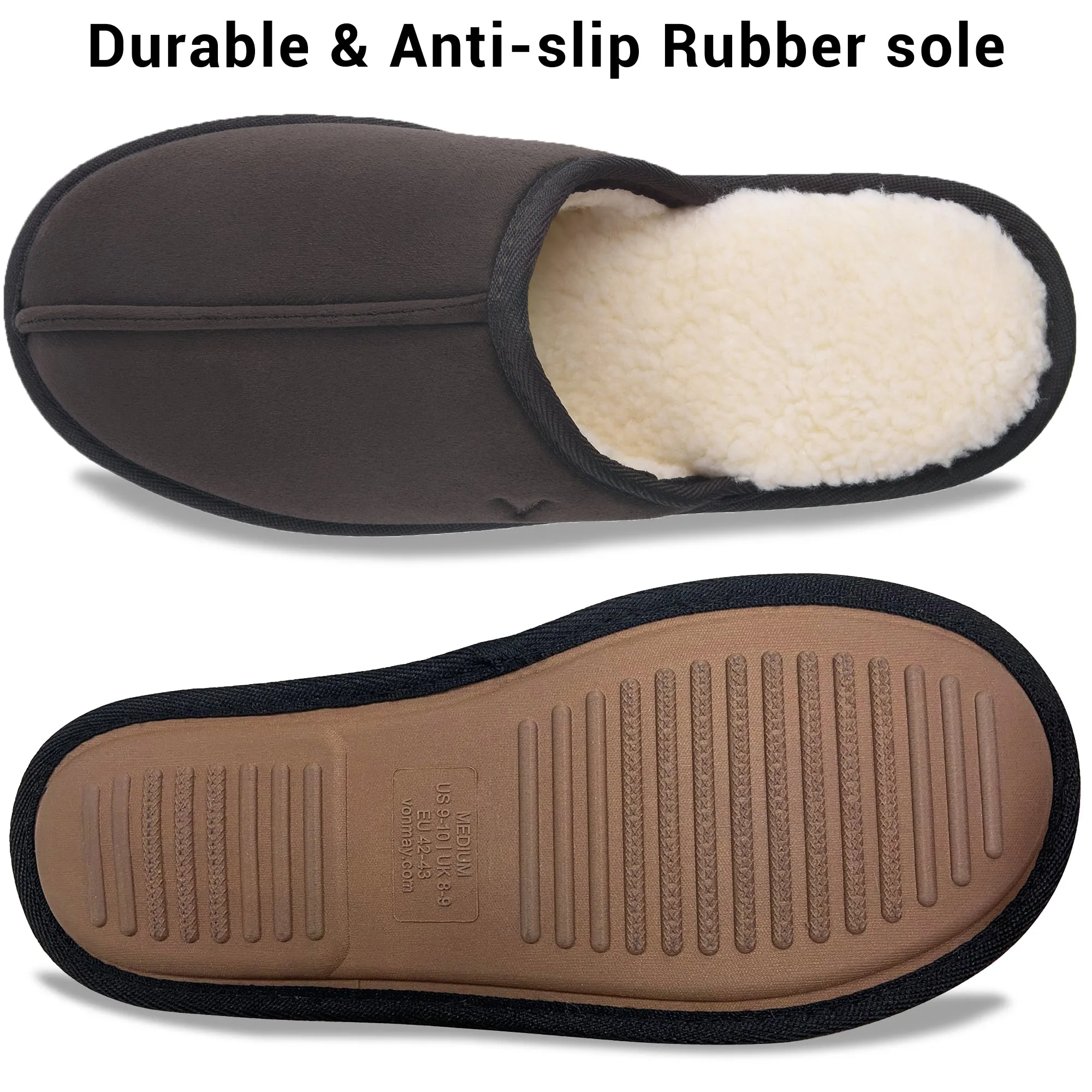 VONMAY Men's Suede Closed Toe Scuff Slipper Comfy Memory Foam Clog