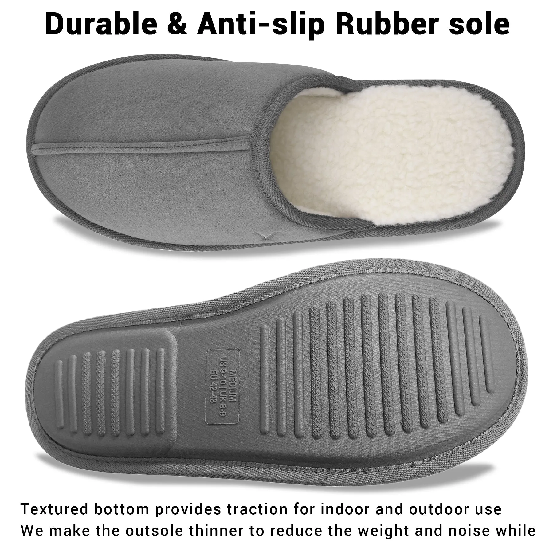 VONMAY Men's Suede Closed Toe Scuff Slipper Comfy Memory Foam Clog