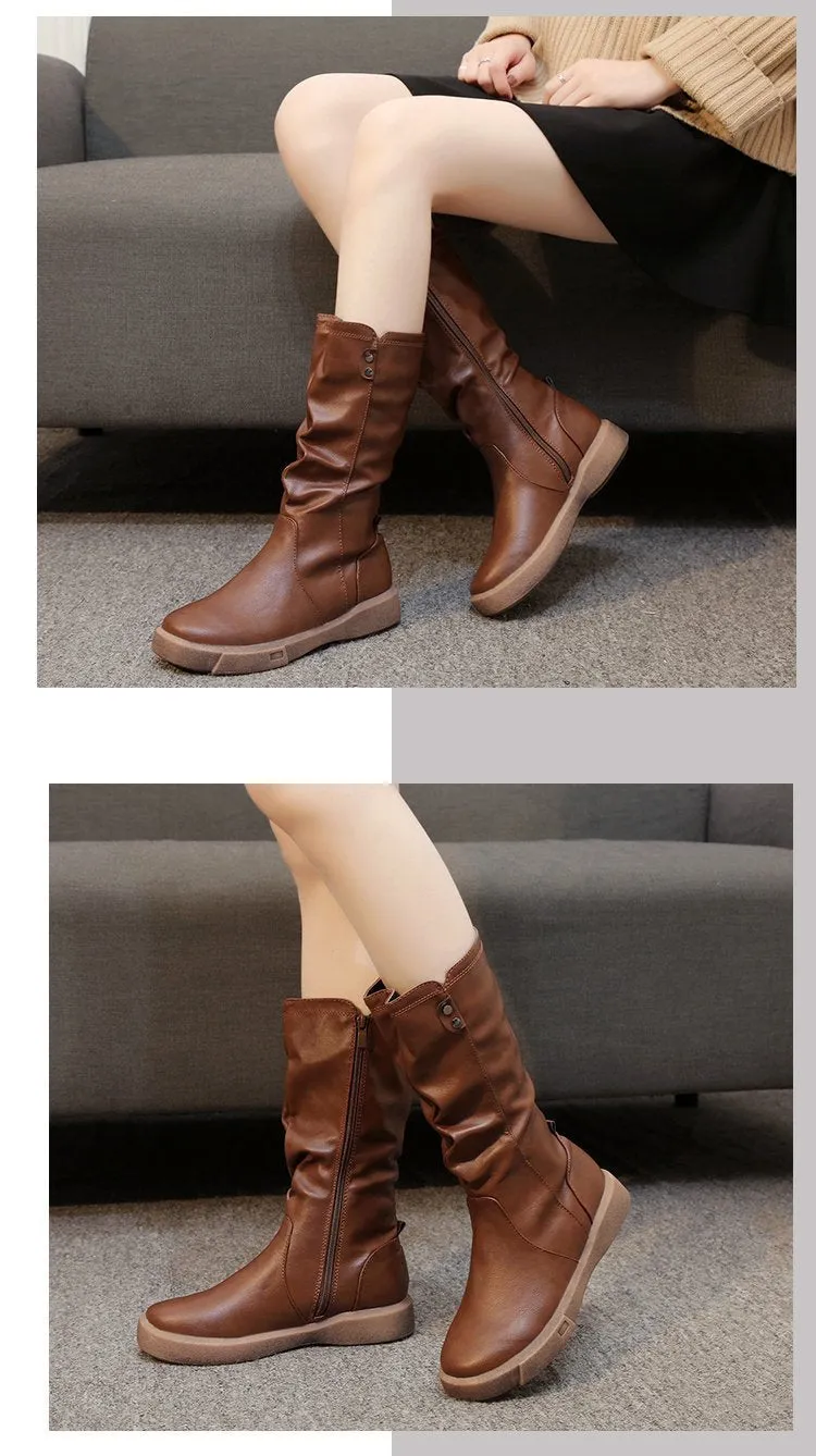 Waterproof Vegan Leather Boots with Zipper