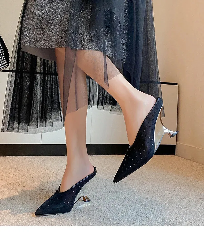 Women's Mesh Rhinestone Hollow Breathable High Wedge Heels