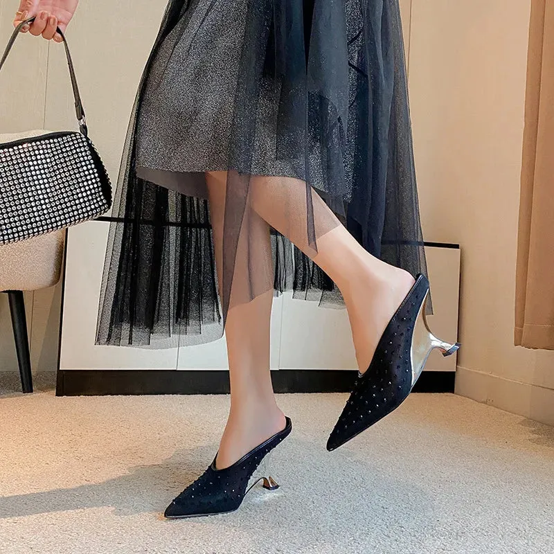 Women's Mesh Rhinestone Hollow Breathable High Wedge Heels