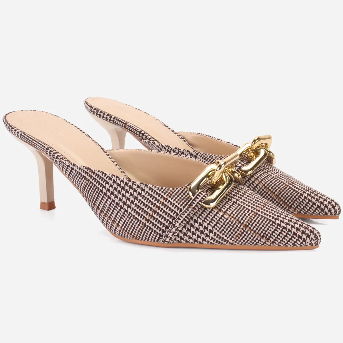 Womens "BRANDY" Pointed Toe Decorated Heeled Sandals