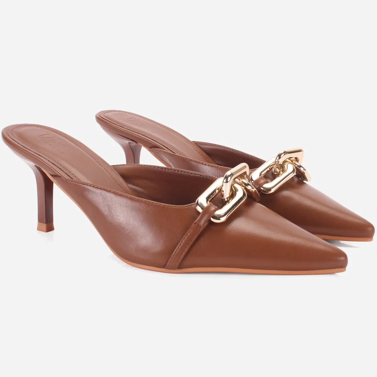 Womens "BRANDY" Pointed Toe Decorated Heeled Sandals