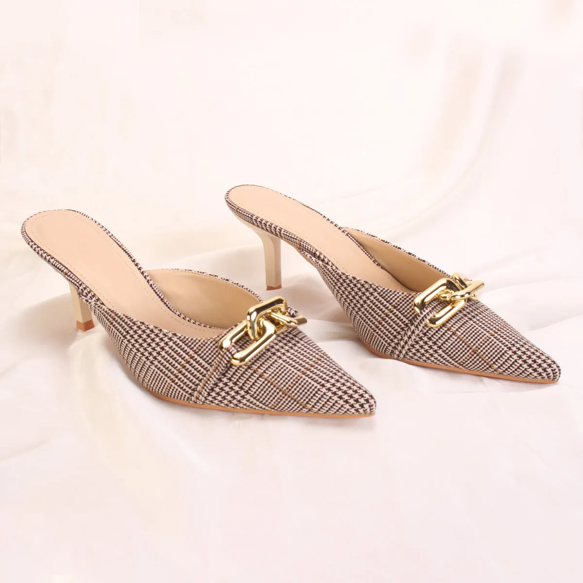 Womens "BRANDY" Pointed Toe Decorated Heeled Sandals