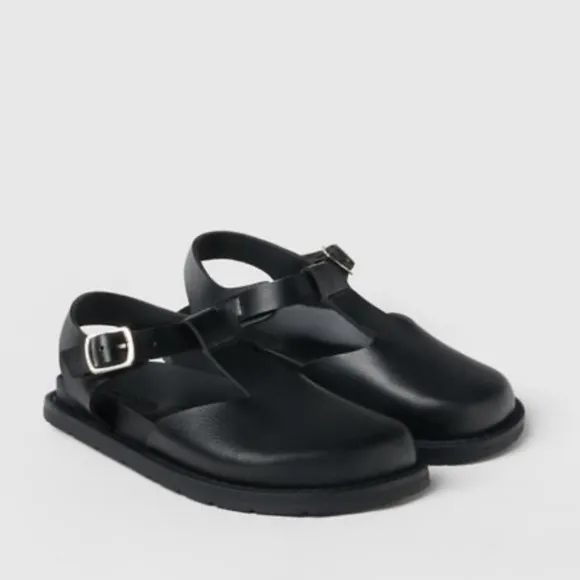 Zara Kids Mary Janes Buckled Clogs Black