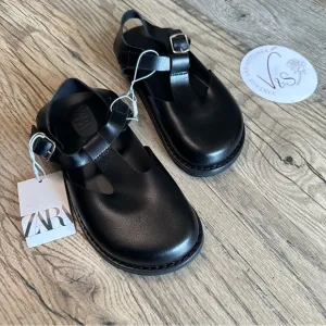 Zara Kids Mary Janes Buckled Clogs Black