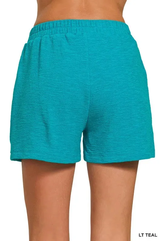 Zenana Cotton Slub Shorts